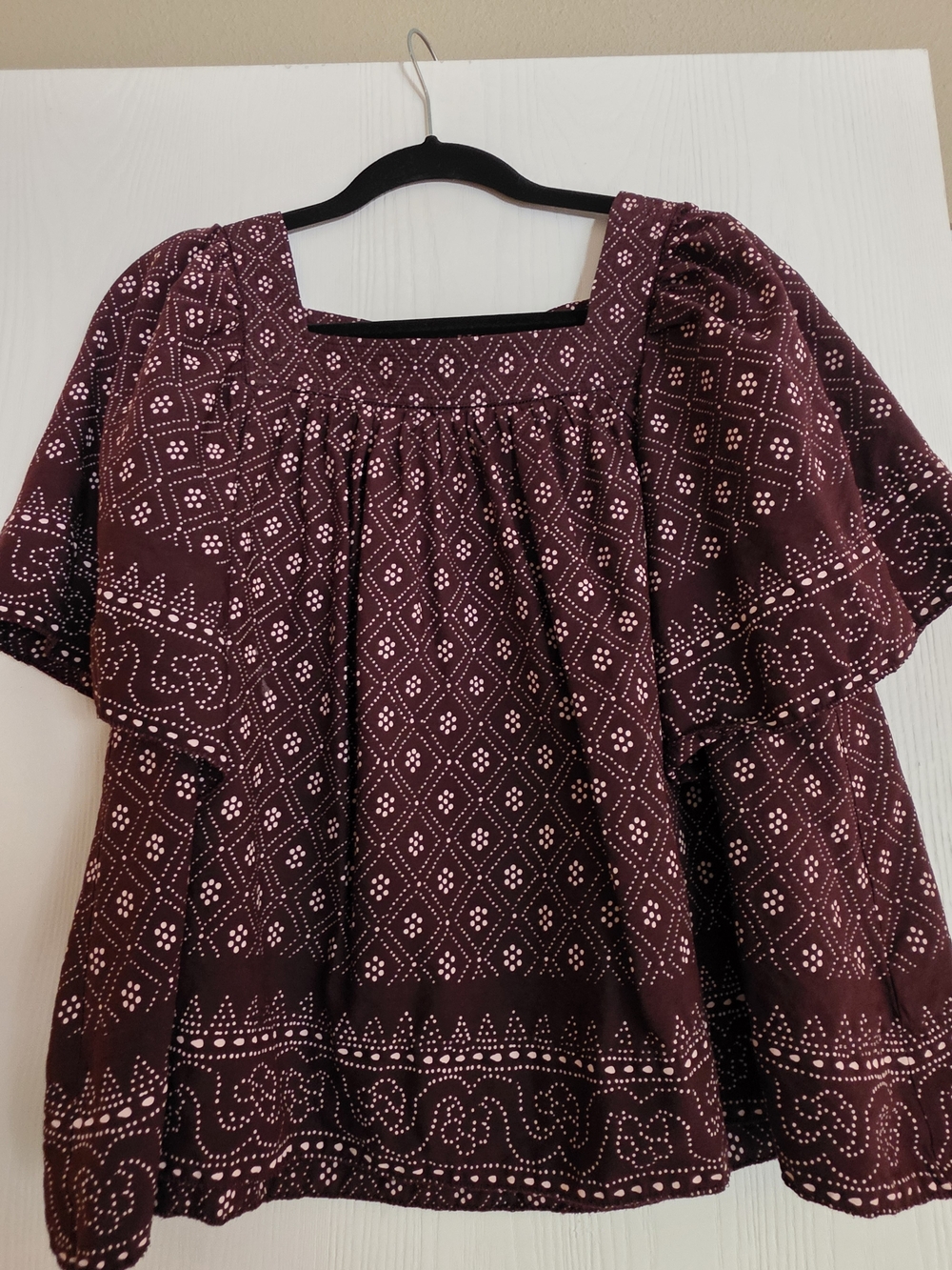Madewell Flutter Sleeve Top In Dusty Plum Size L